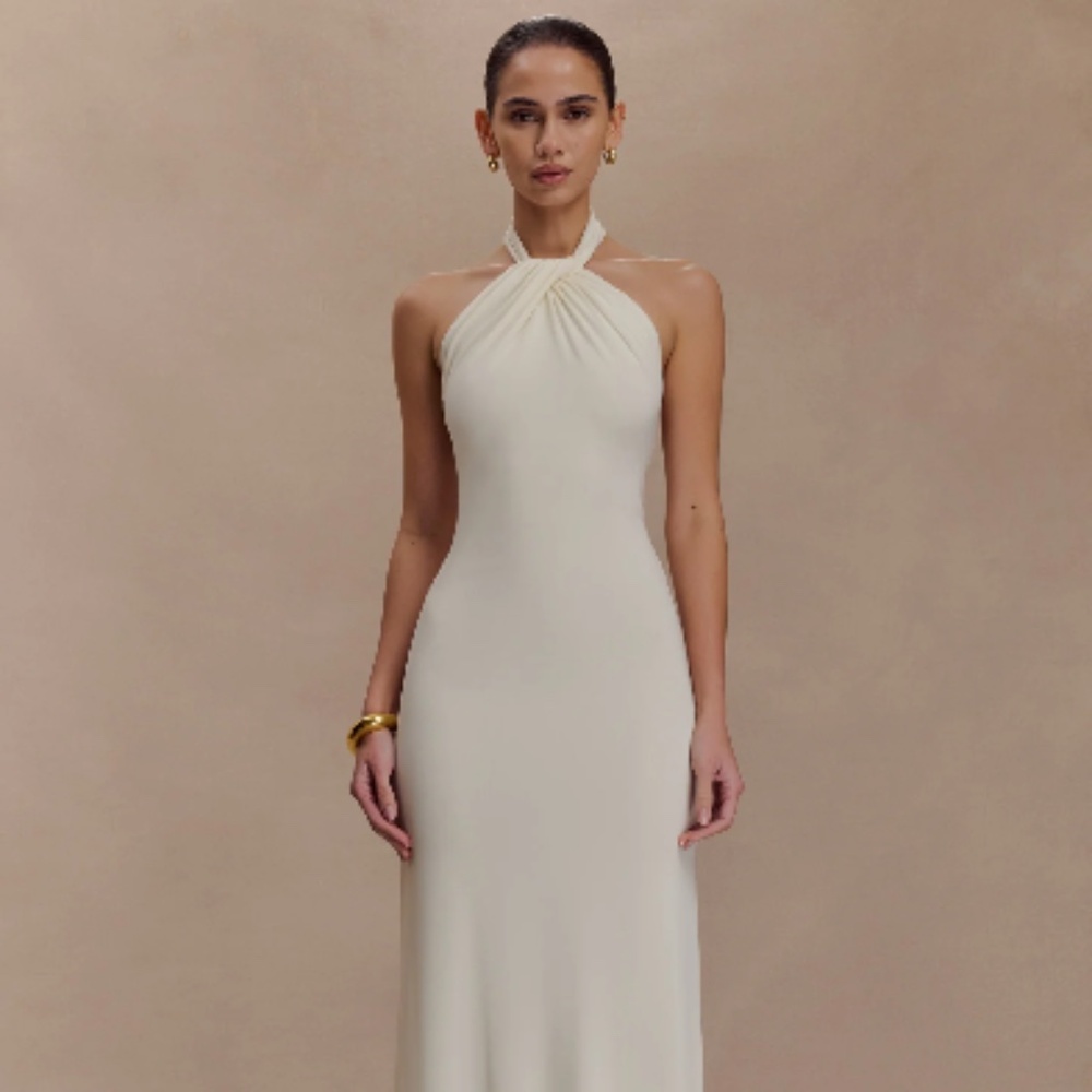 Elyna Slinky Halter Maxi Dress - Ivory